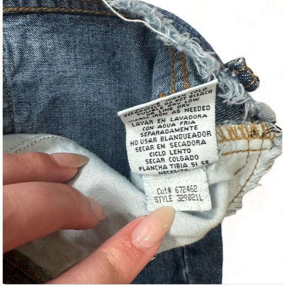 Lei 90s y2k Distressed Denim Slit Maxi Pencil Skirt Cut Off Hem | Size Juniors 5 - Picture 9 of 9